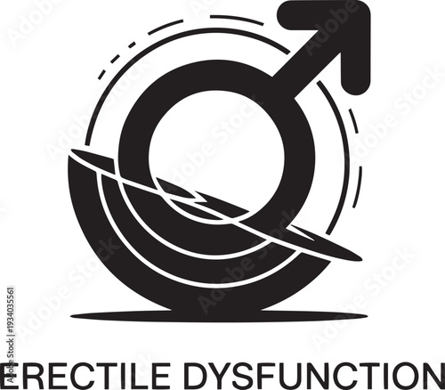 Illustration of curved arrow symbolizing erectile dysfunction medical condition issue