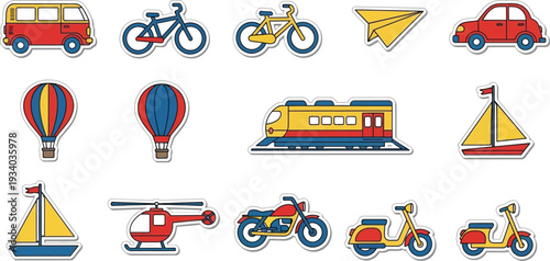 Camping equipment icons include tents, backpack, flashlight,.
