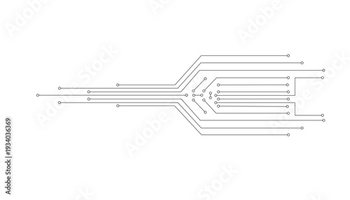 Digital circuit lines and glowing dots creating an abstract technology background on transparent art design
