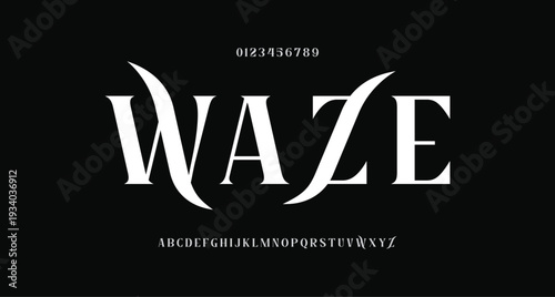 Waze Luxury typography alphabet letters font logo classic minimal fashion designs. Typography modern sans fonts and number for logo brand. vector illustration
