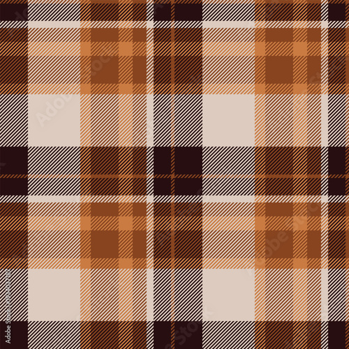 Towel fabric texture check, finish vector textile pattern. Linen background tartan plaid seamless in orange and light colors.