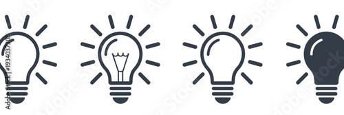 Four light bulb in a row with varying fill levels from left to right white black