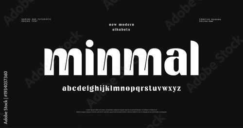 Modern minimal logo alphabet font. Typography abstract minimalist round sans serif technology, electronic, movie, creative logos fonts. vector illustration
