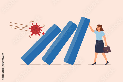 Business Woman Stopping Blocks