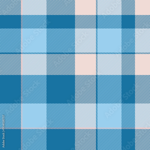 Flannel check fabric vector, cultural textile texture plaid. Striped pattern background seamless tartan in cyan and light colors.