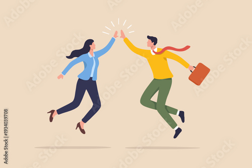 Happy people jumping for joy