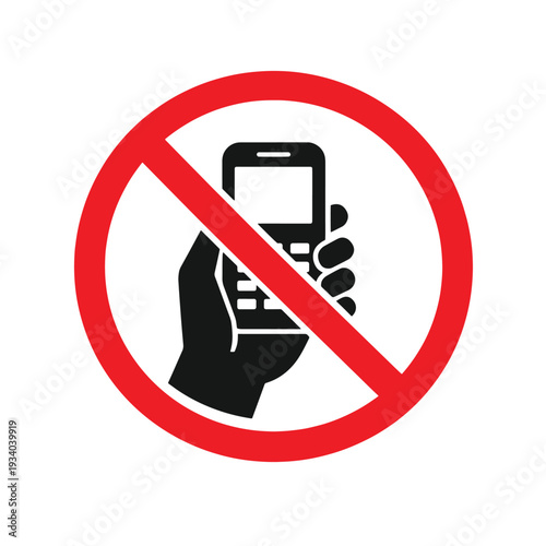 No cell phone use allowed prohibition sign with red circle diagonal line vector communication restriction symbol design
