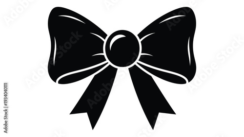 A black bow with a circular center isolated on white background, Vector