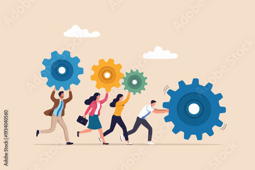 Teamwork and Gears Concept