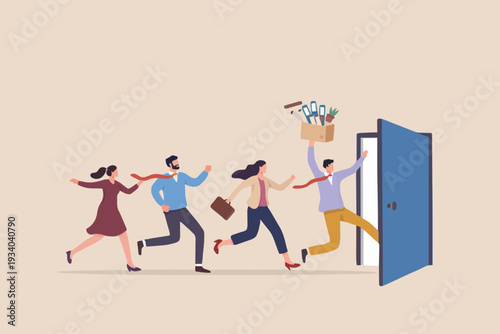 People Leaving Office Door