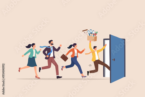 People Leaving Office Space