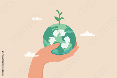 Hand Holding Earth Concept