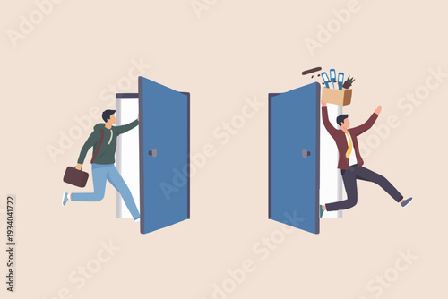 People Going Through Doors