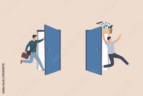 People Going Through Doors