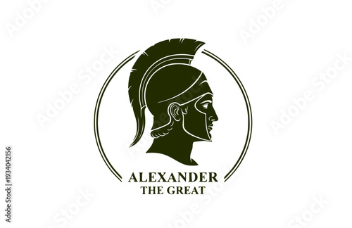 Alexander the Great Profile Silhouette, Ancient History Vector Sticker, Macedonian King and Military Leader Icon