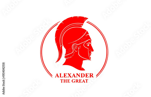Alexander the Great Profile Silhouette, Ancient History Vector Sticker, Macedonian King and Military Leader Icon
