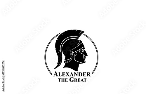 Alexander the Great Profile Silhouette, Ancient History Vector Sticker, Macedonian King and Military Leader Icon