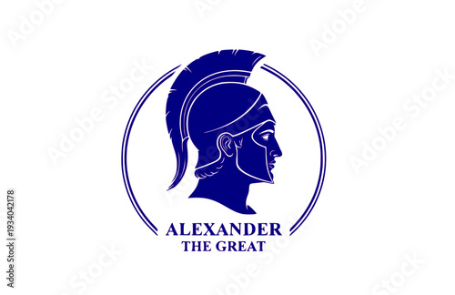 Alexander the Great Profile Silhouette, Ancient History Vector Sticker, Macedonian King and Military Leader Icon