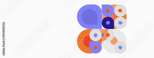 Abstract colorful circles overlap, creating playful composition. Soft hues dominate white background. Modern design element.