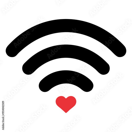 Wireless love connection heart Wi-Fi symbol modern digital romance technology icon vector illustration