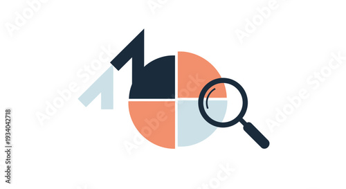 Magnifying Glass Over Pie Chart Segments