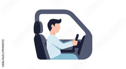 Man driving a car inside vehicle interior