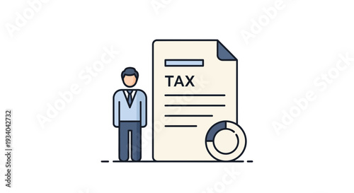 Man with Tax Document and Financial Chart