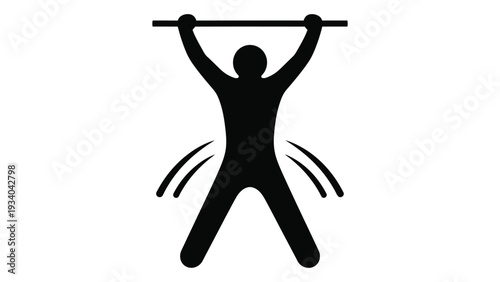 A person hanging from a bar with motion lines isolated on white background, Vector