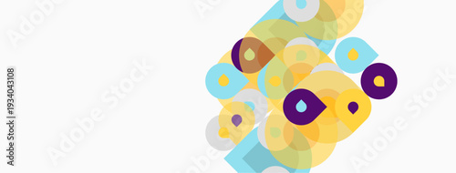 Abstract colorful shapes overlap, creating dynamic visual texture. Soft hues blend, forming interesting patterns. Minimalist design.