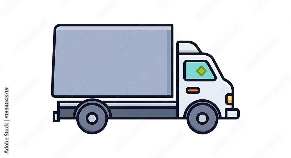 Fototapeta premium Delivery truck with large box on back side view