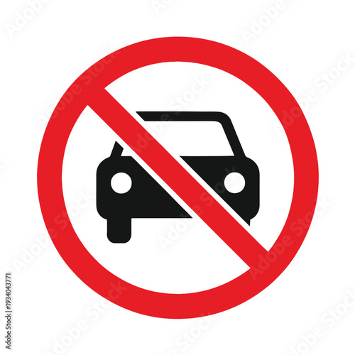 No cars allowed traffic prohibition sign with red circle and diagonal line vector road safety restriction symbol design