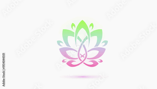 Vibrant lotus flower logo with pink and green gradient