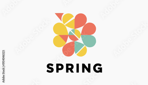 Vibrant spring flower graphic with colorful petals