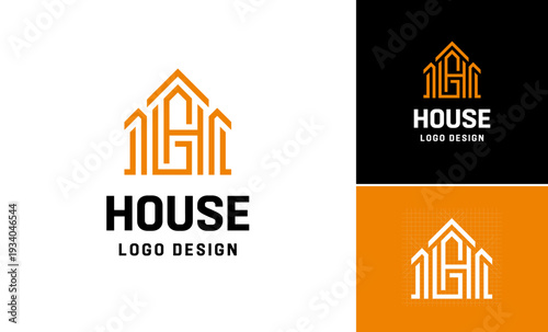 Letter G H skyline finance house symbol logo design, Creative stylish marketing build residential property city design concept