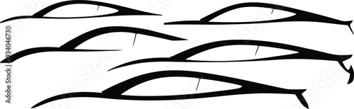 Five Abstract Sports Car Silhouettes automobile vehicle