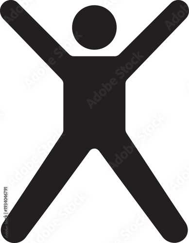 Happy person doing jumping jacks exercise star jump warmup fitness routine silhouette icon graphic vector design