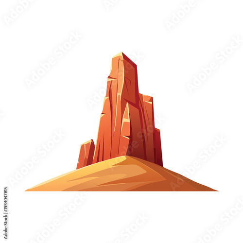 Desert rock formation illustration against white background