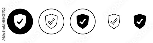 Shield check mark icon vector. Protection approve sign. Insurance icon