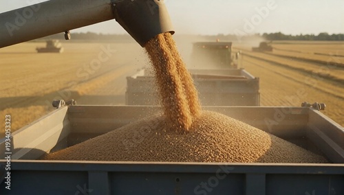 harvest, close-up of a pile of freshly harvested wheat in August 