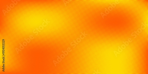 Abstract yellow dots texture on orange background with retro classic pop comic style