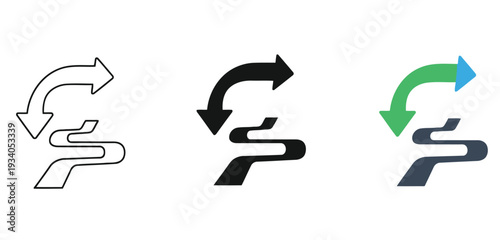 Road traffic sign indicating mandatory right turn and lane merge direction