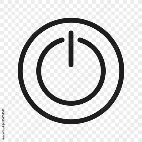 Power button icon label. Shutdown toggle symbol. Switch control Vector. Electronic device element. Start symbol.