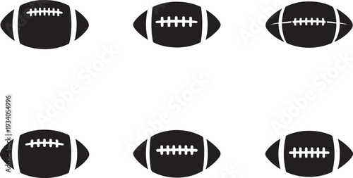 American football ball vector icon set. Isolated sport symbols for web and print design use.