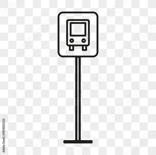 Public bus station. Transport stop sign. Vector transit post. Urban travel symbol.