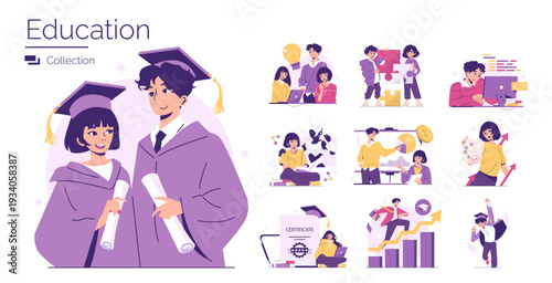 Education Celebration and Academic Success Vector Illustration