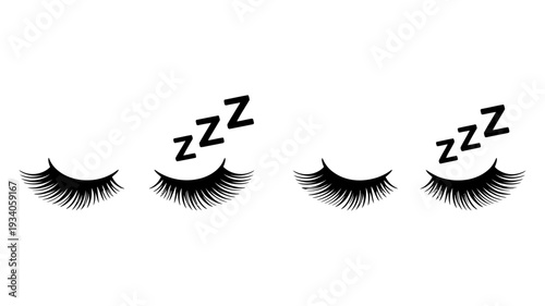 Two pairs of closed eyelashes with "ZZZ" symbols indicating peaceful sleep or rest.
