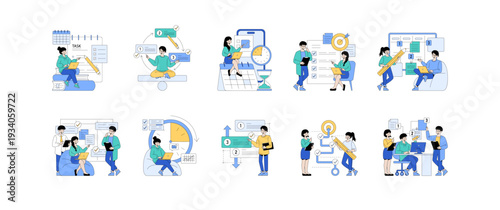 Team Collaboration and Task Management Vector Illustration