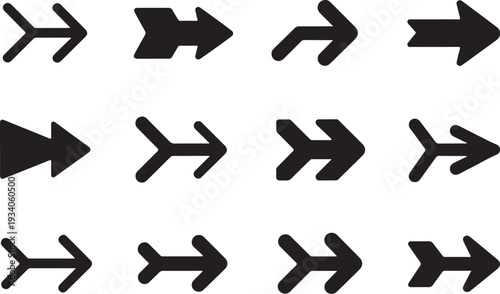 Black arrows on white background direction symbols