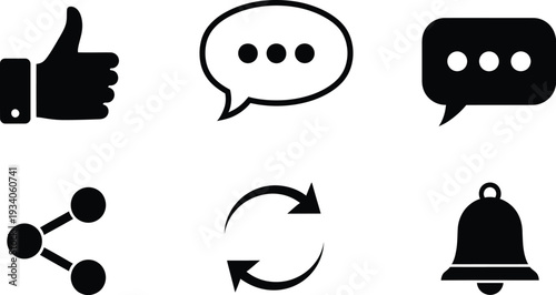 Modern communication and interaction icons for digital design