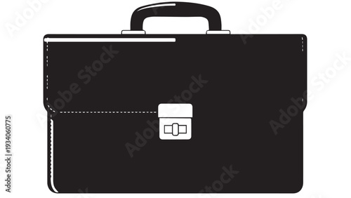 Professional black briefcase with handle and clasp on white background.